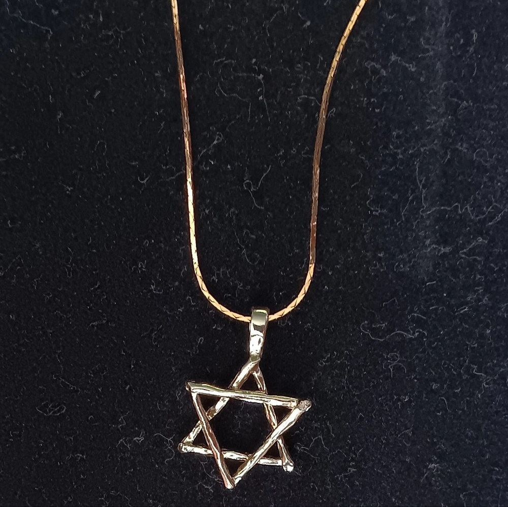Rare Gold Israeli Star of David and 15" Gold Necklace Together